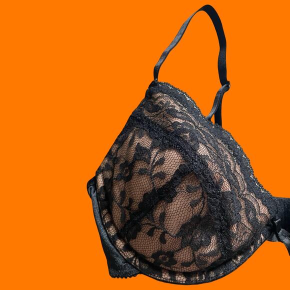 90's vintage lace satin padded bra 34C lily of france - Picture 2 of 5